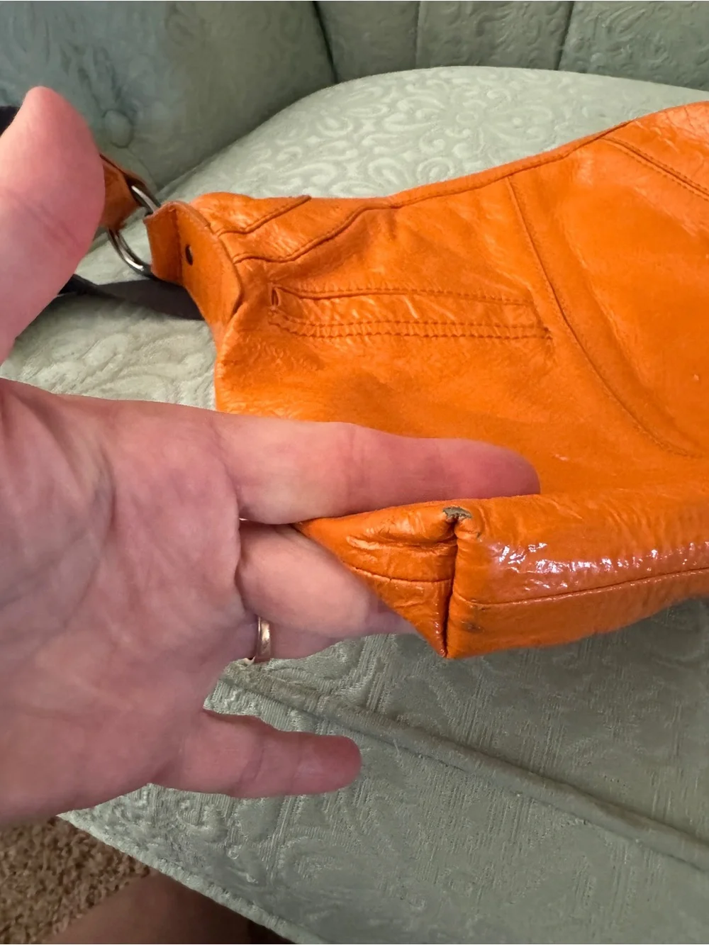 Bright orange HOBO bag
